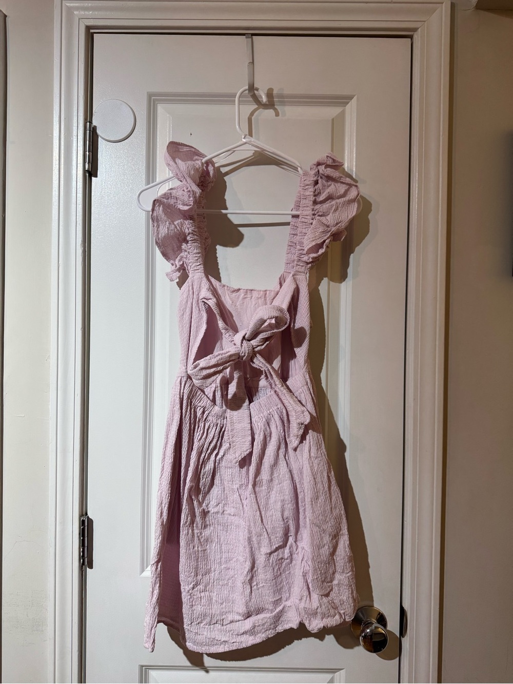 Francesca's Mi Ami Womens Medium Dress Bella Ruffle Sleeve Bow Back Mini - Picture 4 of 5